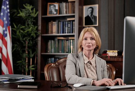 Legal professional at desk